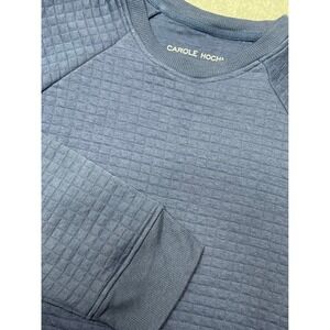 Carole Hochman Blue Quilted Knit Pullover Sweatshirt Women's XL Raglan Sleeve